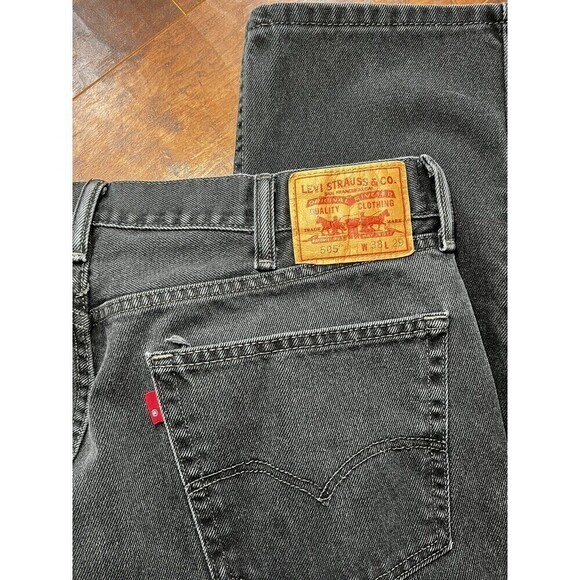 Mens Levis 505 Black Straight Leg Jeans Sz 38x29 - Picture 6 of 6